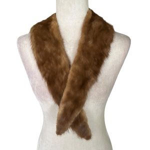 Vintage Genuine Mink Light Brown Fur Collar Stole Scarf